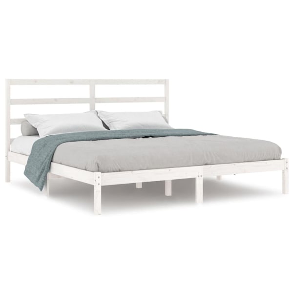 vidaXL Sängram vit massiv furu 200x200 cm Vit