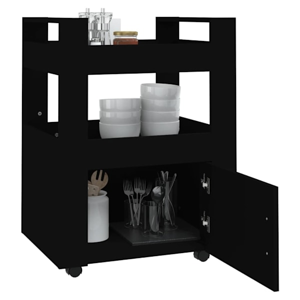 vidaXL Köksvagn svart 60x45x80 cm konstruerat trä Svart