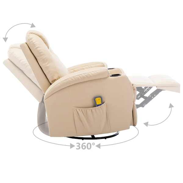 vidaXL Gungande massagefåtölj justerbar gräddvit konstläder Creme