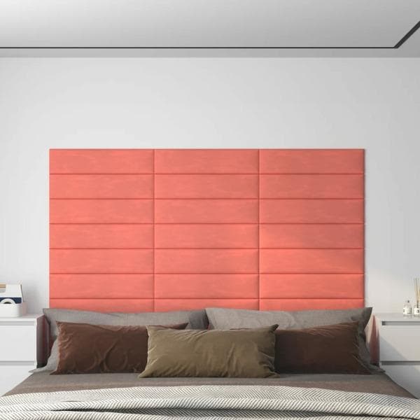 vidaXL Väggpaneler 12 st Rosa 60x15 cm sammet 1,08 m² Rosa