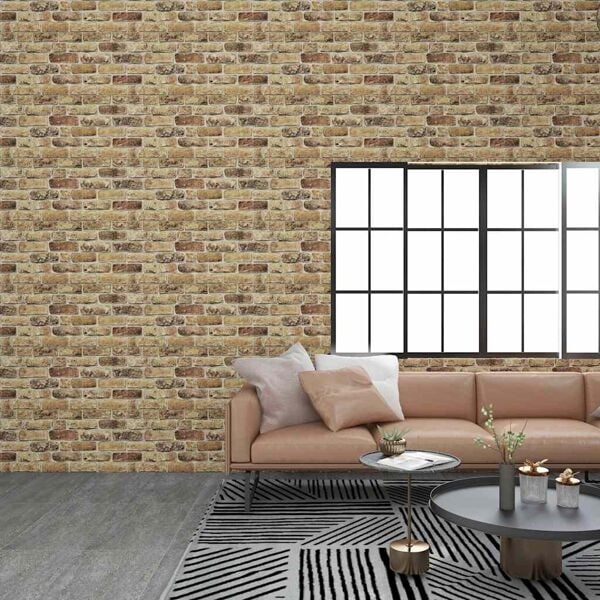 vidaXL Väggpaneler 3D mörkt sandtegel 10 st EPS Beige