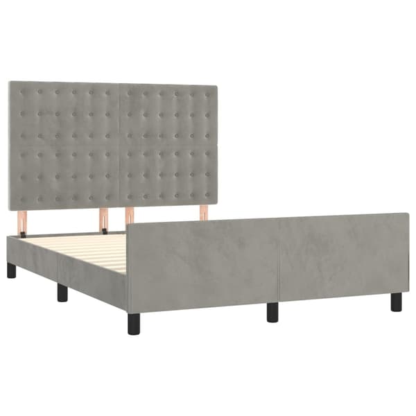 vidaXL Sängram utan madrass ljusgrå 140x200 cm sammet Grå