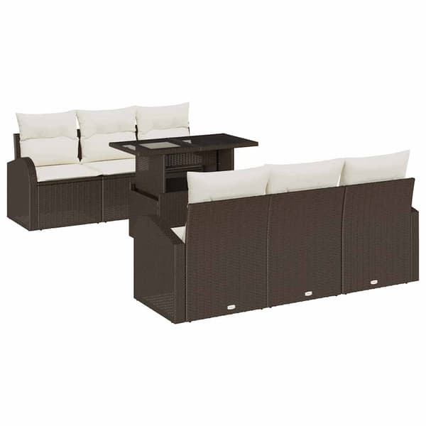 vidaXL Trädgårdsoffset 7 st Brun Poly Rattan Brun