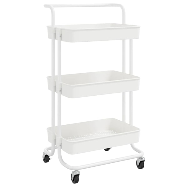 vidaXL Rullvagn 3 våningar vit 42x35x85 cm järn och ABS Vit