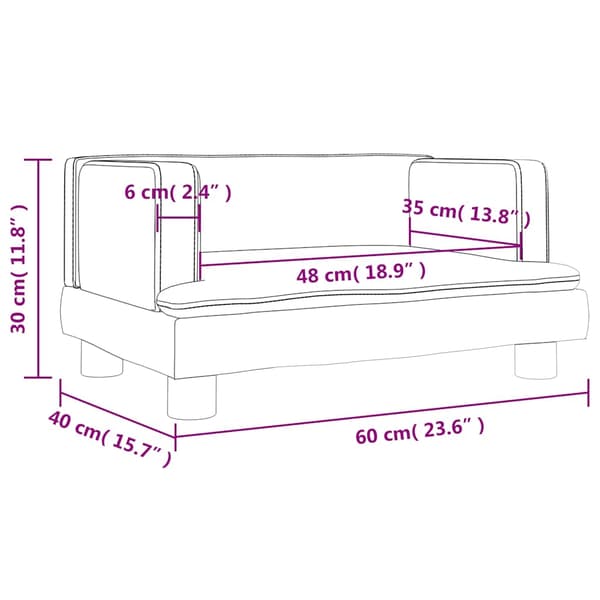 vidaXL Barnsoffa mörkgrå 60x40x30 cm sammet Grå