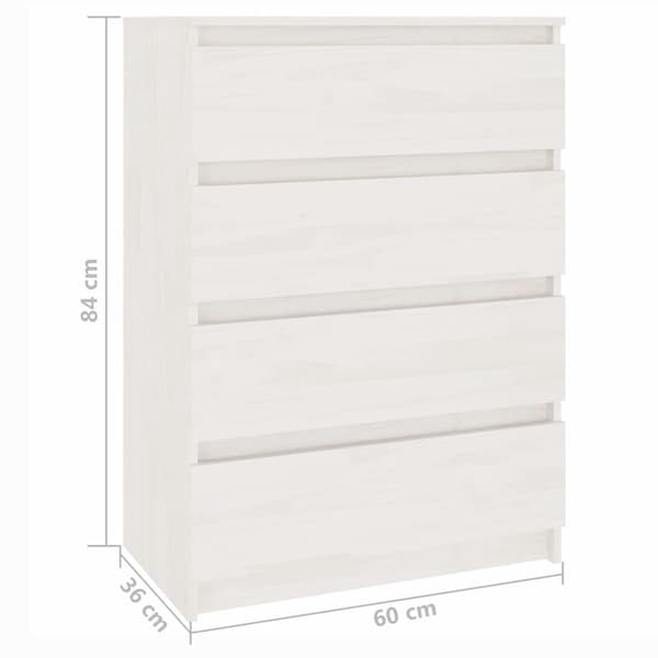 vidaXL Byrå vit 60x36x84 cm massiv furu Vit
