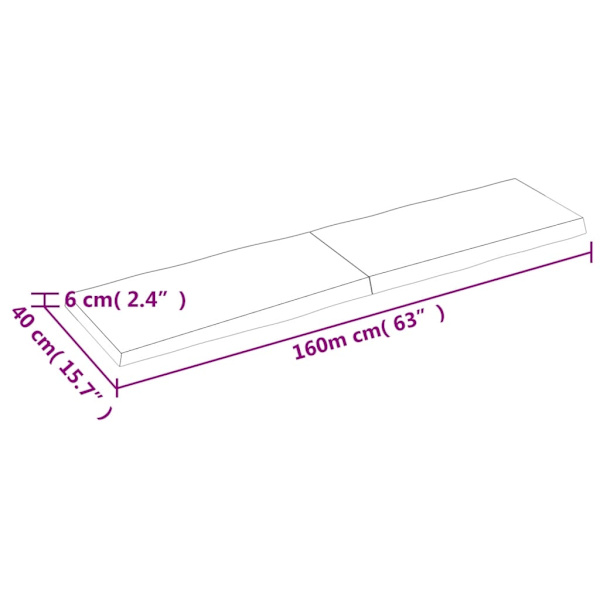 vidaXL Bordsskiva ljusbrun 160x40x(2-6) cm massivt trä levande kant Brun