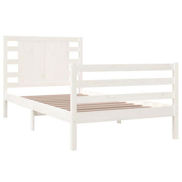 vidaXL Sängram vit massiv furu 100x200 cm enkelsäng Vit