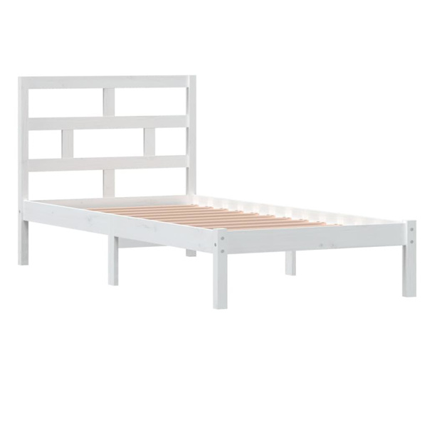 vidaXL Sängram massiv furu 90x190 cm vit Vit