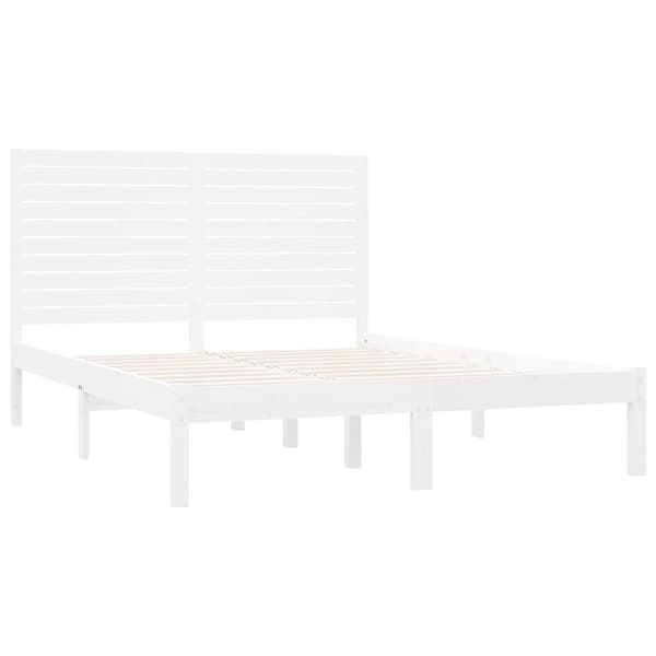 vidaXL Sängram vit massivt trä 140x200 cm Vit
