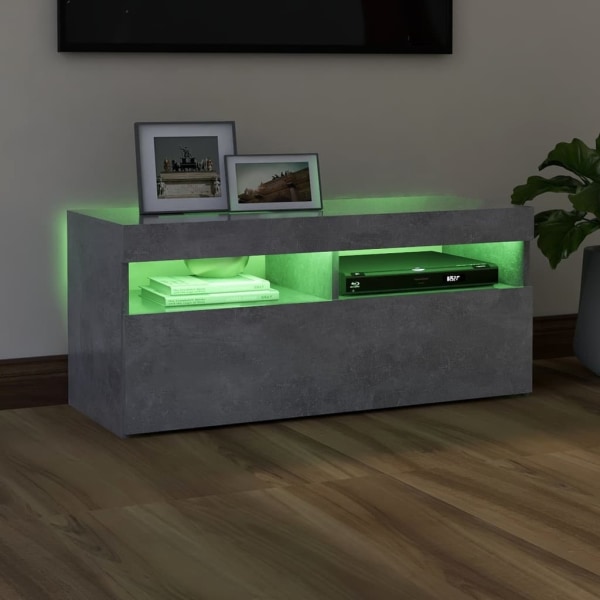 vidaXL TV-bänk med LED-belysning betonggrå 90x35x40 cm grå