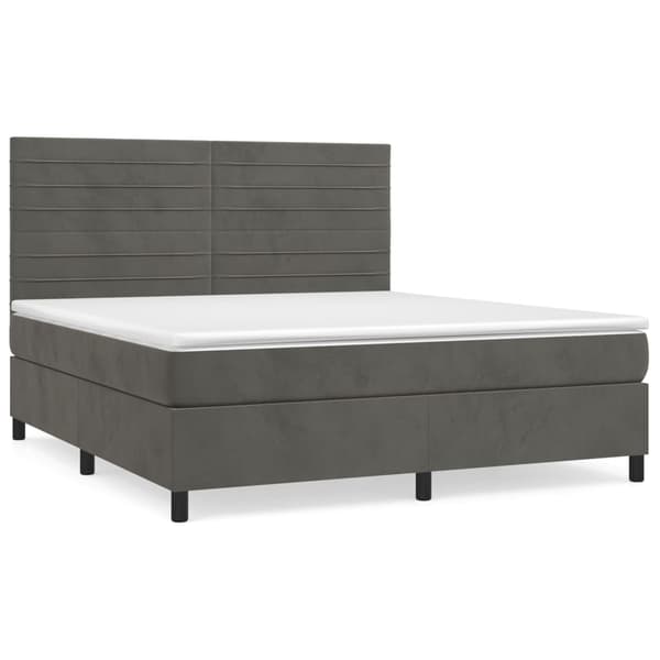vidaXL Ramsäng med madrass mörkgrå 180x200 cm sammet Grå