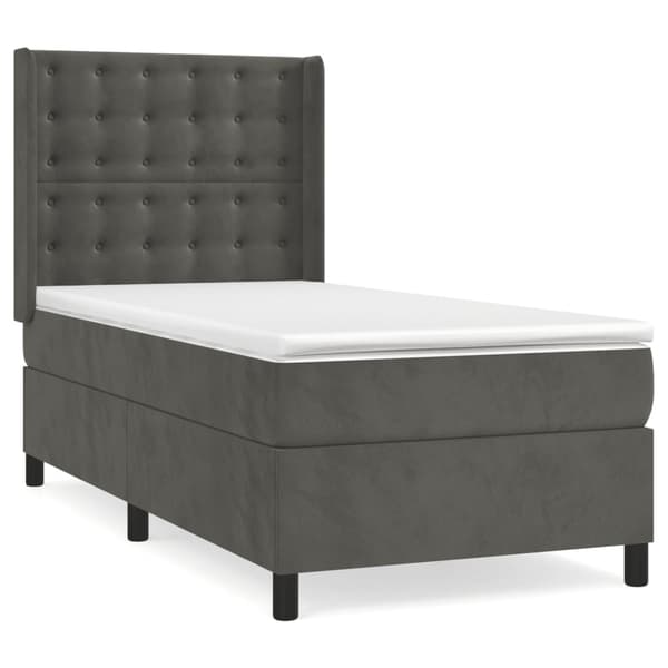 vidaXL Ramsäng med madrass mörkgrå 90x200 cm sammet Grå
