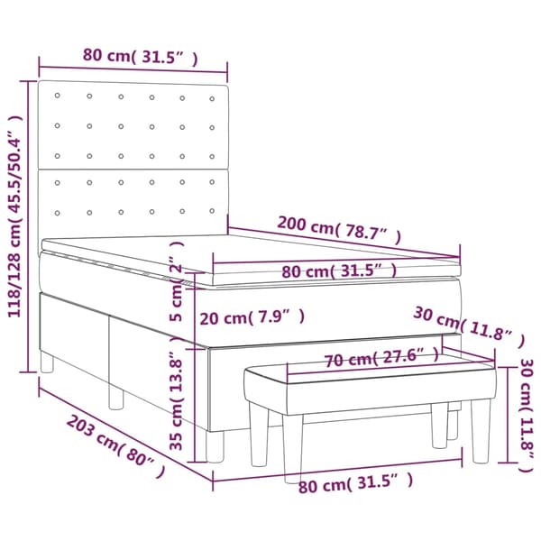 vidaXL Ramsäng med madrass blå 80x200 cm tyg Blå