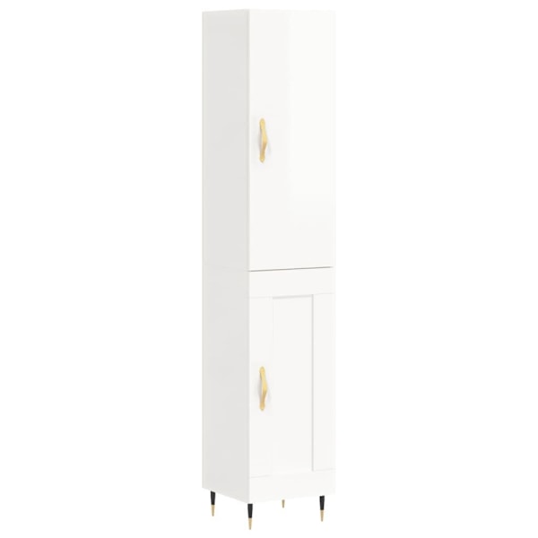 vidaXL Högskåp vit högglans 34,5x34x180 cm konstruerat trä Vit