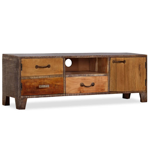 vidaXL TV-bänk massivt trä vintage 118x30x40 cm Brun