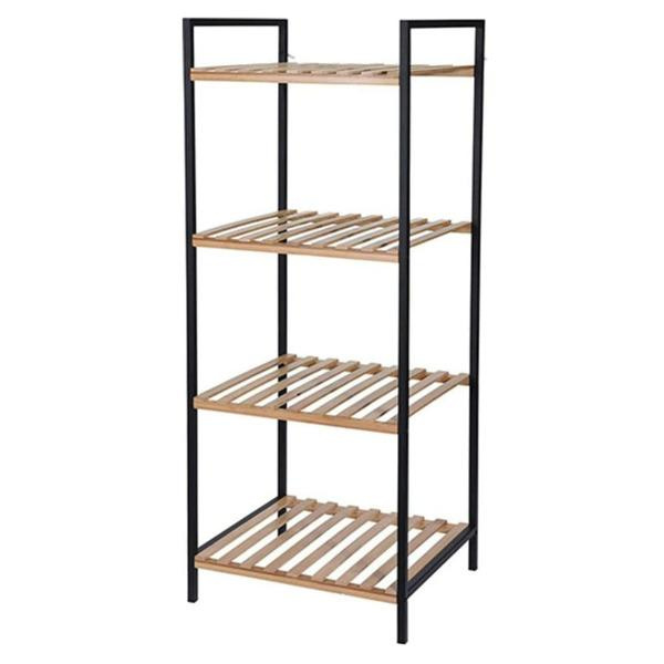 Bathroom Solutions Förvaringshylla med 4 hyllor bambu och stål multifärg