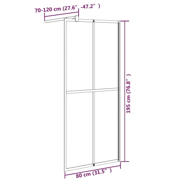 vidaXL Duschvägg 80x195 cm mörkt härdat glas Svart