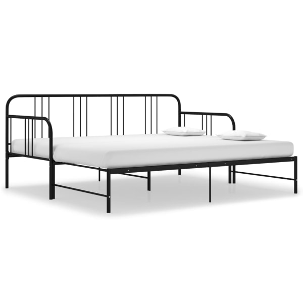 vidaXL Utdragbar sängram bäddsoffa svart metall 90x200 cm Svart