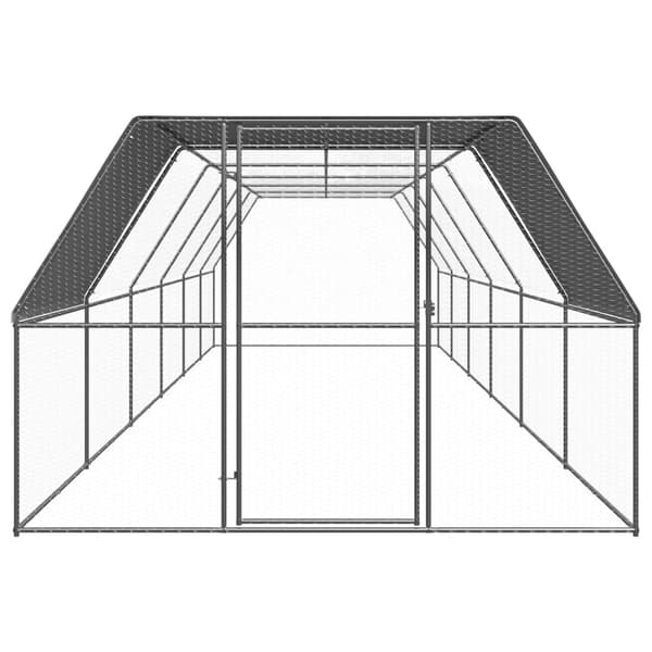 vidaXL Hönsbur för utomhusbruk 3x12x2 m galvaniserat stål Silver