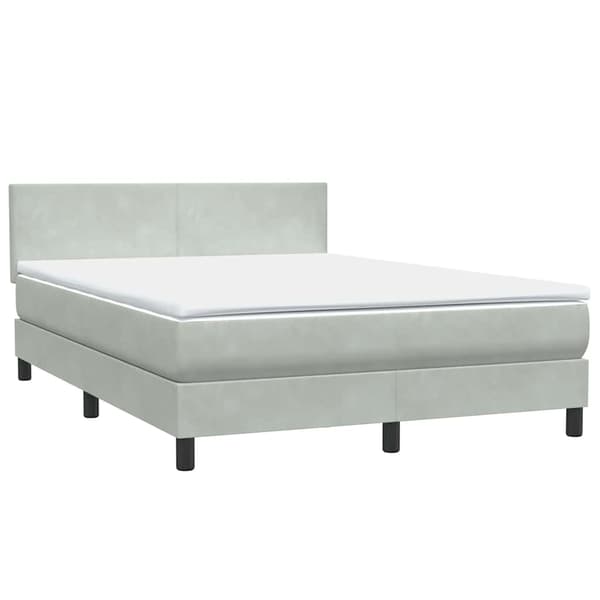 vidaXL Ramsäng med madrass ljusgrå 160x220 cm sammet Grå