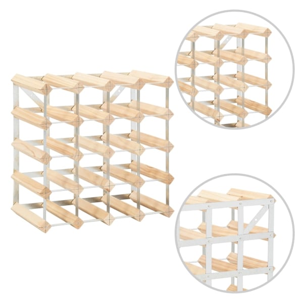 vidaXL Vinställ för 20 flaskor massiv furu Beige