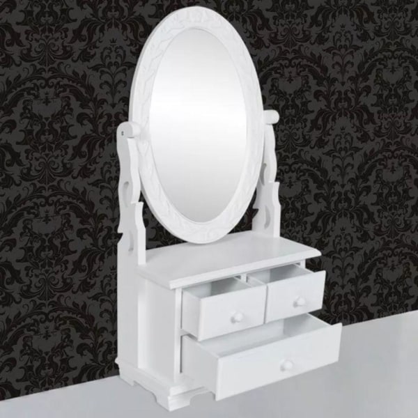 vidaXL Bordsspegel med justerbar oval spegel MDF Vit