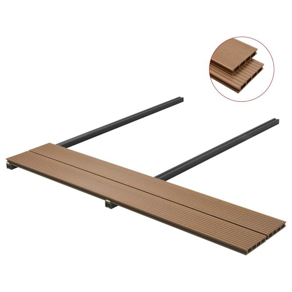 vidaXL WPC ihåliga golvplattor med tillbehör 16 m² 2,2 m teak Brun