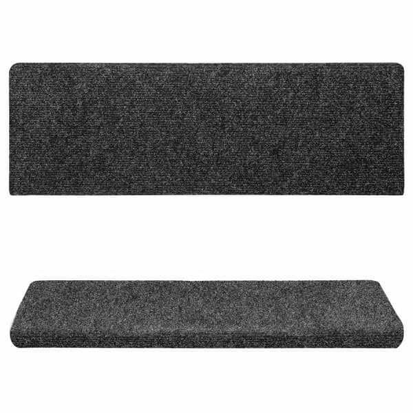 vidaXL Trappmattor självhäftande 15 st 65x21x4 cm mörkgrå rektangulär kant grå
