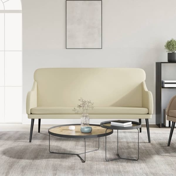 vidaXL Bänk gräddvit 110x76x80 cm konstläder Kräm