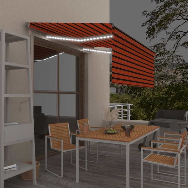 vidaXL Automatisk markis rullgardin vindsensor LED 3,5x2,5m Orange