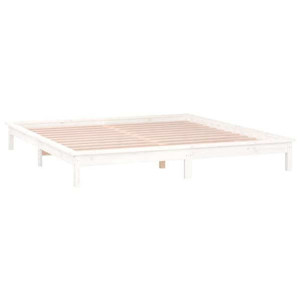 vidaXL Sängram LED vit 180x200 cm massivt trä Vit