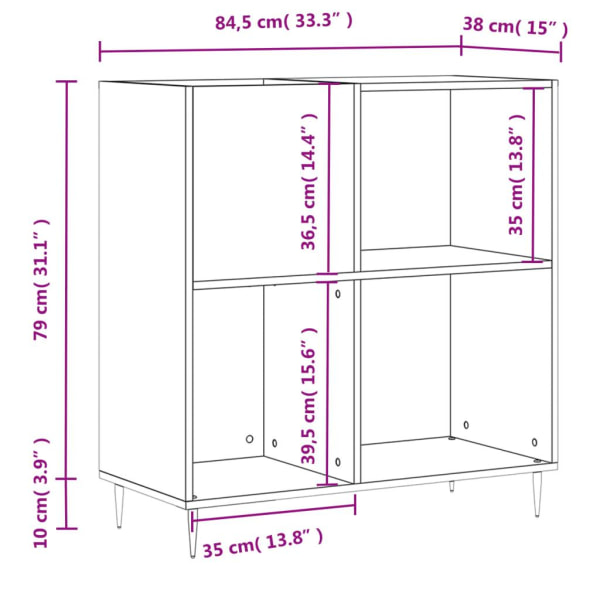 vidaXL Stereobänk vit 84,5x38x89 cm konstruerat trä Vit