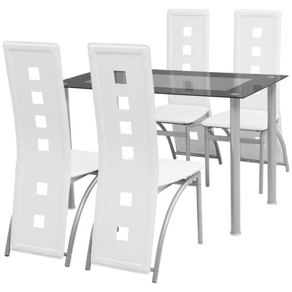 vidaXL Matbord och stolar 5 delar vit Vit