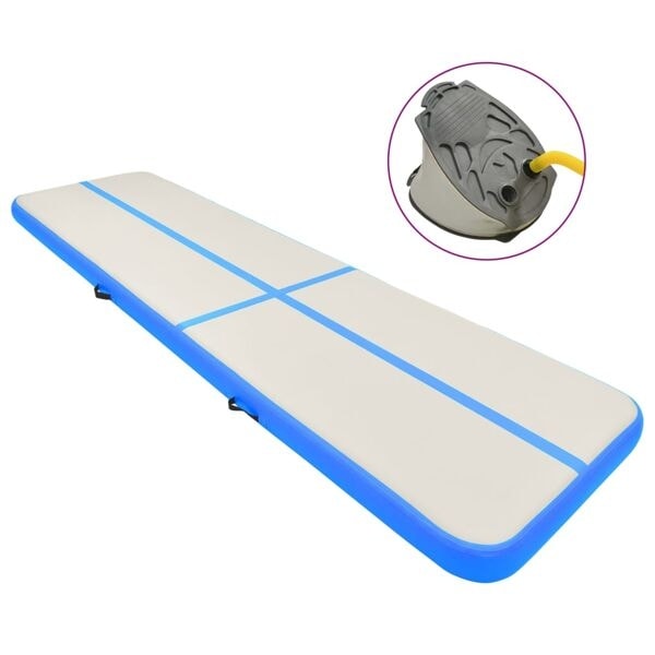 vidaXL Uppblåsbar gymnastikmatta med pump 700x100x15 cm PVC blå Blå