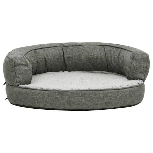 vidaXL Ergonomisk hundmadrass 60x42 cm linnelook fleece grå grå