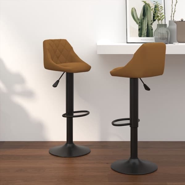 vidaXL Barstolar 2 st brun sammet Brun