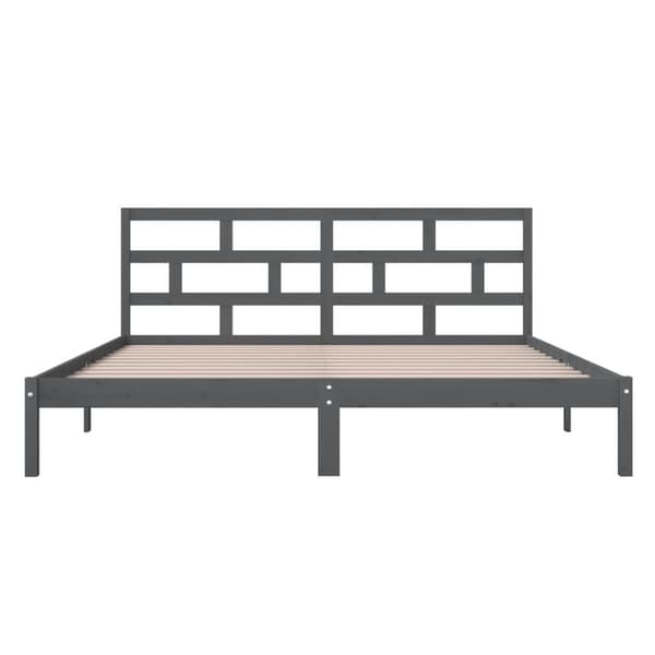 vidaXL Sängram massiv furu 135x190 cm grå Grå