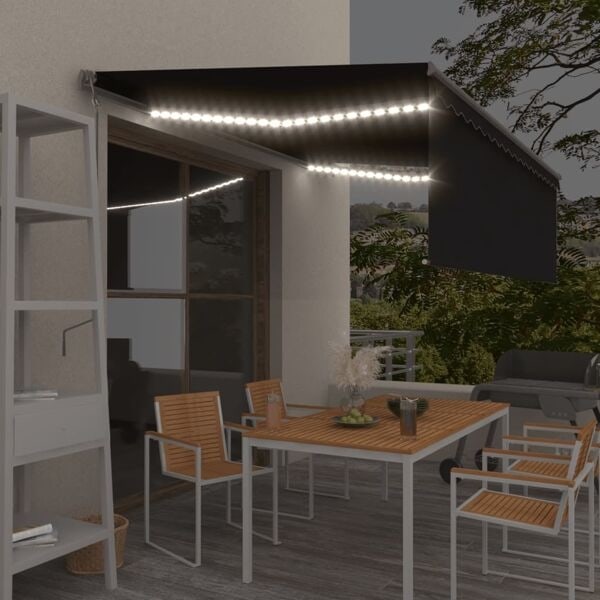 vidaXL Automatisk markis med vindsensor rullgardin LED 4x3 m antracit Antracit