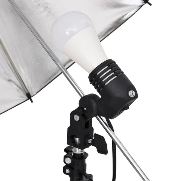 vidaXL Studiobelysning med stativ & paraplyer Vit