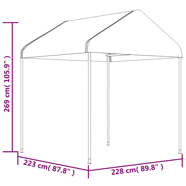 vidaXL Paviljong med tak vit 15,61x2,28x2,69 m polyeten Vit