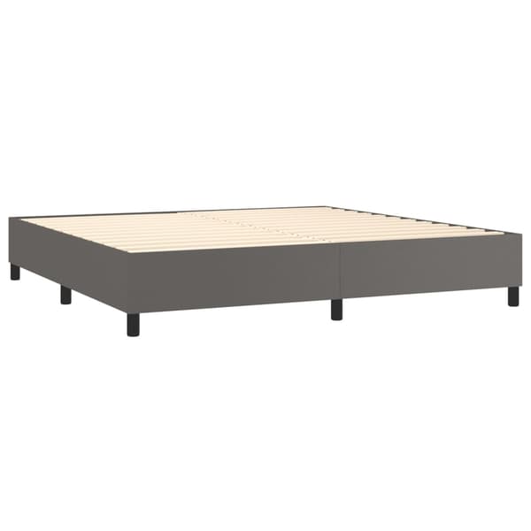 vidaXL Ramsäng med madrass grå 200x200 cm konstläder Grå