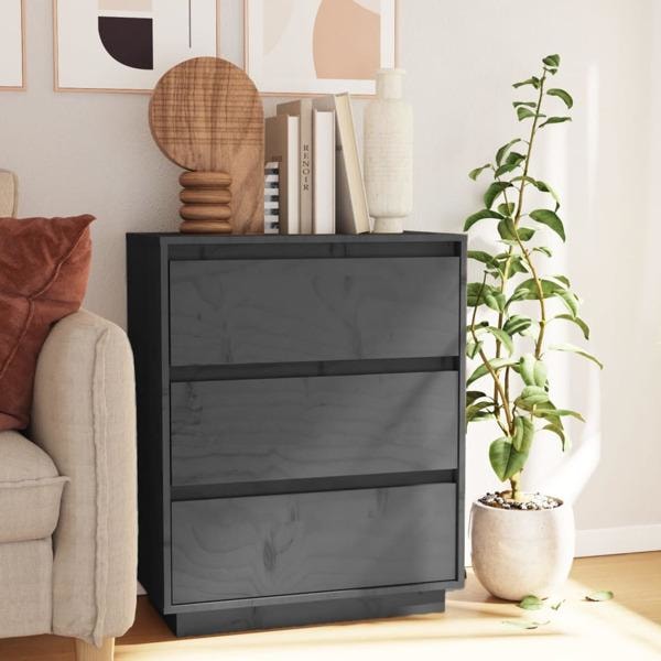 vidaXL Skänk grå 60x34x75 cm massiv furu grå
