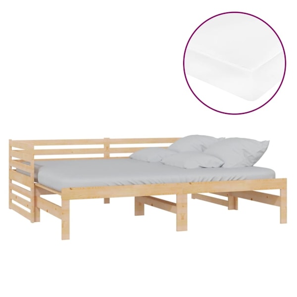 vidaXL Dagbädd utdragbar 2x(90x200) cm massiv furu Vit