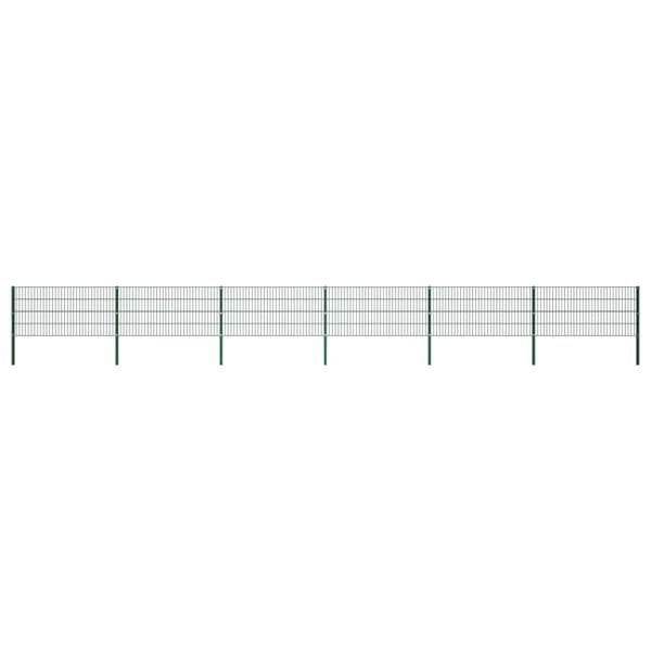 vidaXL Stängselpanel med stolpar järn 10,2x0,8 m grön Grön