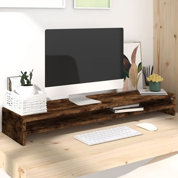 vidaXL Skärmställ rökfärgad ek 100x24x13 cm konstruerat trä Brun