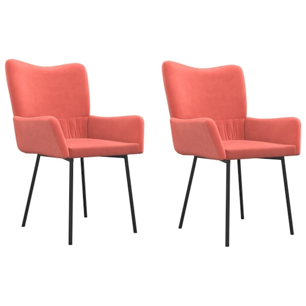 vidaXL Matstolar 2 st rosa sammet Rosa