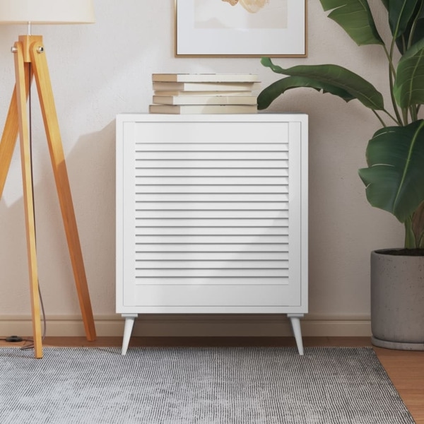 vidaXL Skåplucka lamelldesign vit 61,5x59,4 cm massiv furu Vit