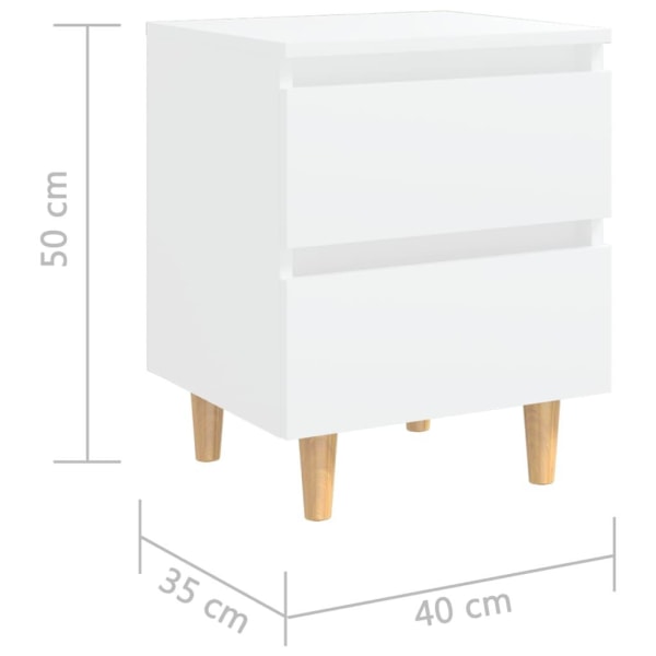 vidaXL Sängbord med massiva furuben vit 40x35x50 cm Vit