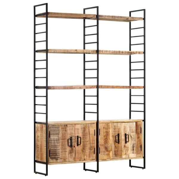 vidaXL Bokhylla med 4 hyllplan 124x30x180 cm grovt mangoträ Brun